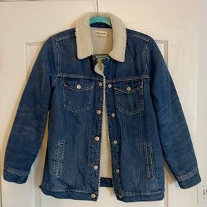 Madewell XS sherpa button up denim jacket